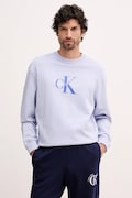 Calvin Klein Jeans felpa in cotone uomo colore blu con applicazione LV04RD242G