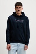 Βαμβακερή μπλούζα Tommy Jeans χρώμα: ναυτικό μπλε, με κουκούλα, DM0DM22642