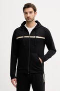 BOSS bluza bawełniana Authentic Jacket H męska kolor czarny z kapturem z nadrukiem 50554785