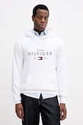 Кофта Tommy Hilfiger колір білий з капюшоном з принтом MW0MW41427