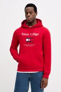 Mikina Tommy Hilfiger pánská, červená barva, s kapucí, s aplikací, MW0MW42735