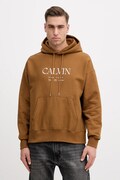 Calvin Klein bluza męska kolor brązowy z kapturem gładka LV04RE207G