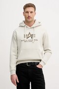 Alpha Industries bluza Basic Hoodie BL Effect Print męska kolor beżowy z kapturem z nadrukiem 178312EP