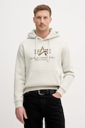 Alpha Industries bluza Basic Hoodie BL Effect Print męska kolor beżowy z kapturem z nadrukiem 178312EP