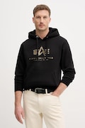 Alpha Industries bluza Basic Hoodie BL Effect Print męska kolor czarny z kapturem z nadrukiem 178312EP