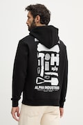 Mikina Alpha Industries Return To Base Hoodie čierna farba, s kapucňou, s potlačou, 266338