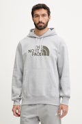 Mikina The North Face Drew Peak šedá farba, s kapucňou, melanžová, NF0A89EM6RS1