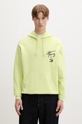 Tommy Jeans mikina s kapucí pánská bavlněná zelená DM0DM22840