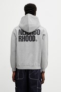 NEIGHBORHOOD bluza bawełniana CLASSIC SWEAT ZIP HOODIE LS męska kolor szary z kapturem z nadrukiem 252UWNH.CSM03