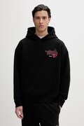 Bavlněná mikina HUGO Dagethood pánská, černá barva, s kapucí, s potiskem, 50556389