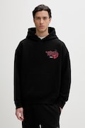 Bavlněná mikina HUGO Dagethood pánská, černá barva, s kapucí, s potiskem, 50556389