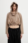 Rick Owens DRKSHDW cotton sweatshirt beige color hooded smooth DS01F4218.RN