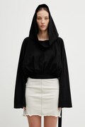 Бавовняна кофта Rick Owens DRKSHDW колір чорний з капюшоном однотонна DS01F4218.RN