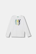 United Colors of Benetton longsleeve bawełniany dziecięcy kolor biały z nadrukiem 3I1XC10S2