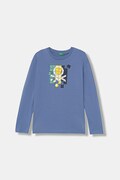 United Colors of Benetton longsleeve bawełniany dziecięcy kolor niebieski z nadrukiem 3I1XC10S2