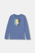 United Colors of Benetton longsleeve bawełniany dziecięcy kolor niebieski z nadrukiem 3I1XC10S2