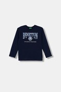 United Colors of Benetton longsleeve bawełniany dziecięcy kolor granatowy z nadrukiem 3I1XC10S2