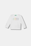 United Colors of Benetton longsleeve bawełniany dziecięcy kolor biały z nadrukiem 3I1XG10LM