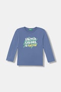 United Colors of Benetton longsleeve bawełniany dziecięcy kolor niebieski z nadrukiem 3I1XG10LM