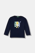 United Colors of Benetton longsleeve bawełniany dziecięcy kolor granatowy z nadrukiem 3I1XG10LM