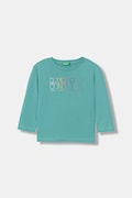 United Colors of Benetton longsleeve bawełniany dziecięcy kolor turkusowy z nadrukiem 3I1XG10LM