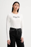 Tommy Jeans longsleeve din bumbac culoarea bej, DW0DW21844