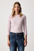 United Colors of Benetton блуза с дълги ръкави дамска от памук розова 3GA8D10C4