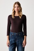 United Colors of Benetton блуза с дълги ръкави дамска от памук кафява 3GA8D10C4