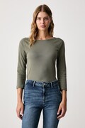 United Colors of Benetton блуза с дълги ръкави дамска от памук зелена 3GA8D10C4