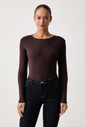 United Colors of Benetton majica z dolgimi rokavi ženska bombažna rjava 3GA8D10CF