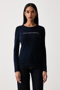 United Colors of Benetton блуза с дълги ръкави дамска от памук тъмносиня 3GA8E16G0