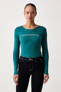 United Colors of Benetton majica z dolgimi rokavi ženska bombažna turkizna 3GA8E16G0