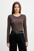 United Colors of Benetton longsleeve bawełniany kolor brązowy 3GA8E16G0