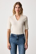 United Colors of Benetton T-shirt damski bawełniany beżowy 3GA8D400U