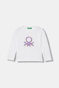 United Colors of Benetton longsleeve bawełniany dziecięcy kolor biały 3I9WG10LT
