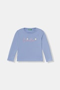 United Colors of Benetton maglietta a maniche lunghe per bambini in cotone blu 3I9WG10LT