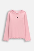 Dětské tričko s dlouhým rukávem Coccodrillo růžová barva, HEARTS GIRL KIDS