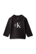 Calvin Klein Jeans longsleeve dziecięcy kolor czarny z nadrukiem IN0IN00335