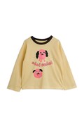 Mini Rodini longsleeve bawełniany dziecięcy Doggie kolor żółty z nadrukiem 26120110