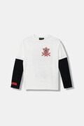 United Colors of Benetton longsleeve bawełniany dziecięcy kolor biały z nadrukiem 3BL0C10R2