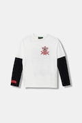 United Colors of Benetton longsleeve bawełniany dziecięcy kolor biały z nadrukiem 3BL0C10R2