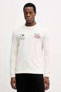 Tommy Hilfiger longsleeve bawełniany kolor beżowy z nadrukiem MW0MW41467