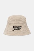 Tommy Jeans kapelusz bucket damski pleciony beżowy AW0AW18359