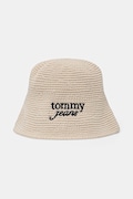 Tommy Jeans kapelusz bucket damski pleciony beżowy AW0AW18359