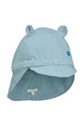 Liewood czapka z daszkiem bawełniana dziecięca Gorm Linen Sun Hat With Ears kolor niebieski LW17695
