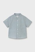 Detská košeľa s prímesou ľanu Mayoral modrá farba, 1111