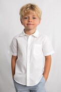 Detská košeľa s prímesou ľanu Mayoral biela farba, 3112