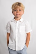 Otroška srajca z dodatkom lana Mayoral bela barva, 3112