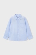 Mayoral koszula z domieszką lnu dziecięca kolor niebieski 3119
