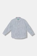 United Colors of Benetton košulja za djecu s lanom plave prugice 58DNGQ036